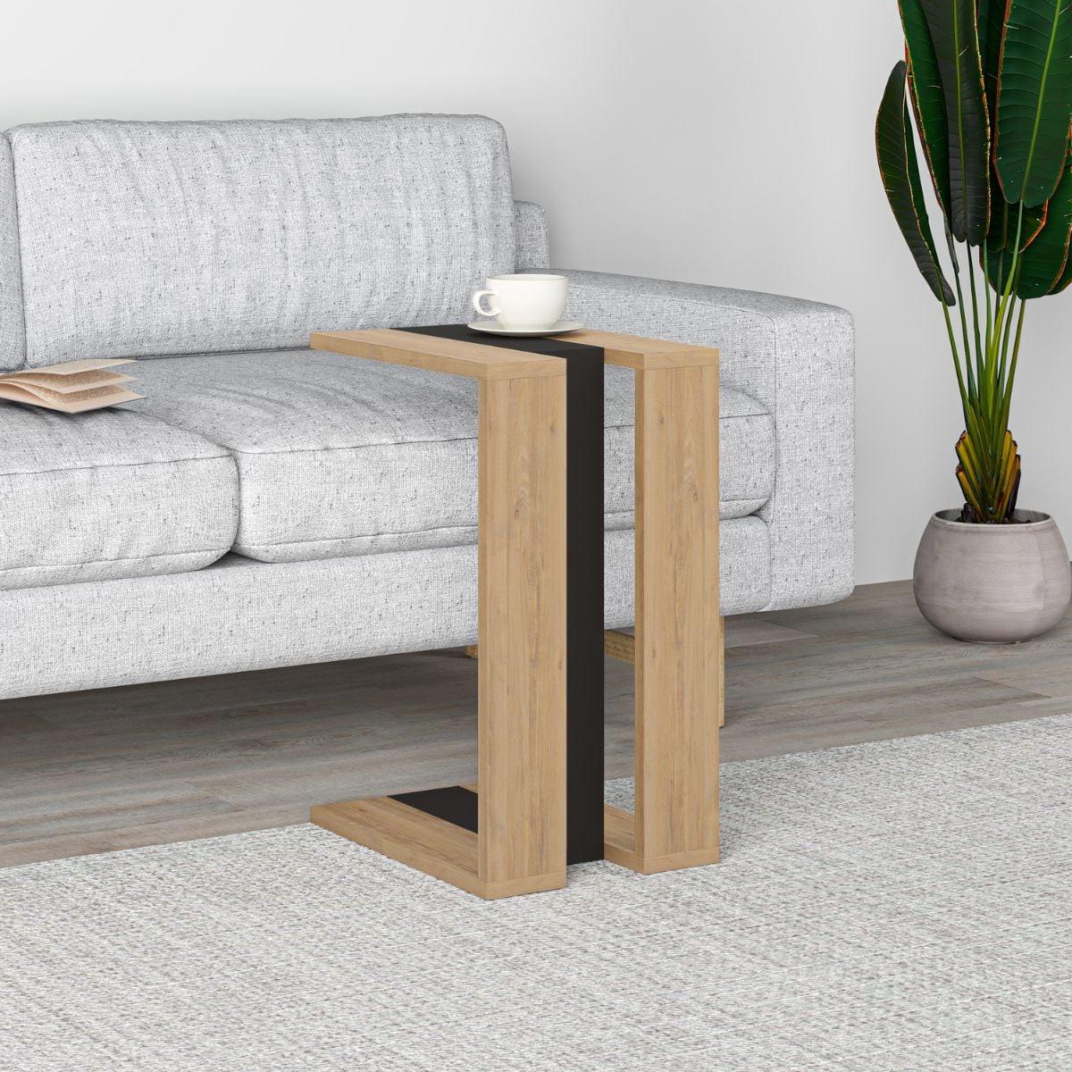 BEISTELLTISCH H57 cm - Macha - Eiche Bianco, Holzwerkstoff (35.5/40/57cm) - Calicosy