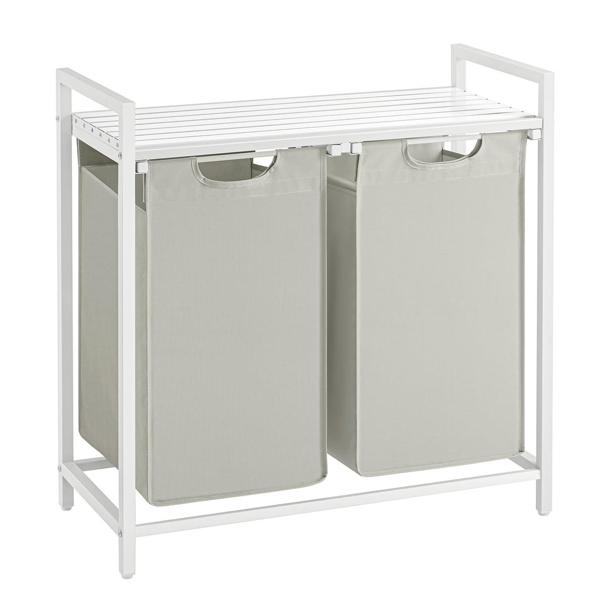 WÄSCHEKORB mit 2 herausziehbaren Fächern, hellgrau - L71 cm - Grau, Metall (33/73/42.8cm) - Calicosy