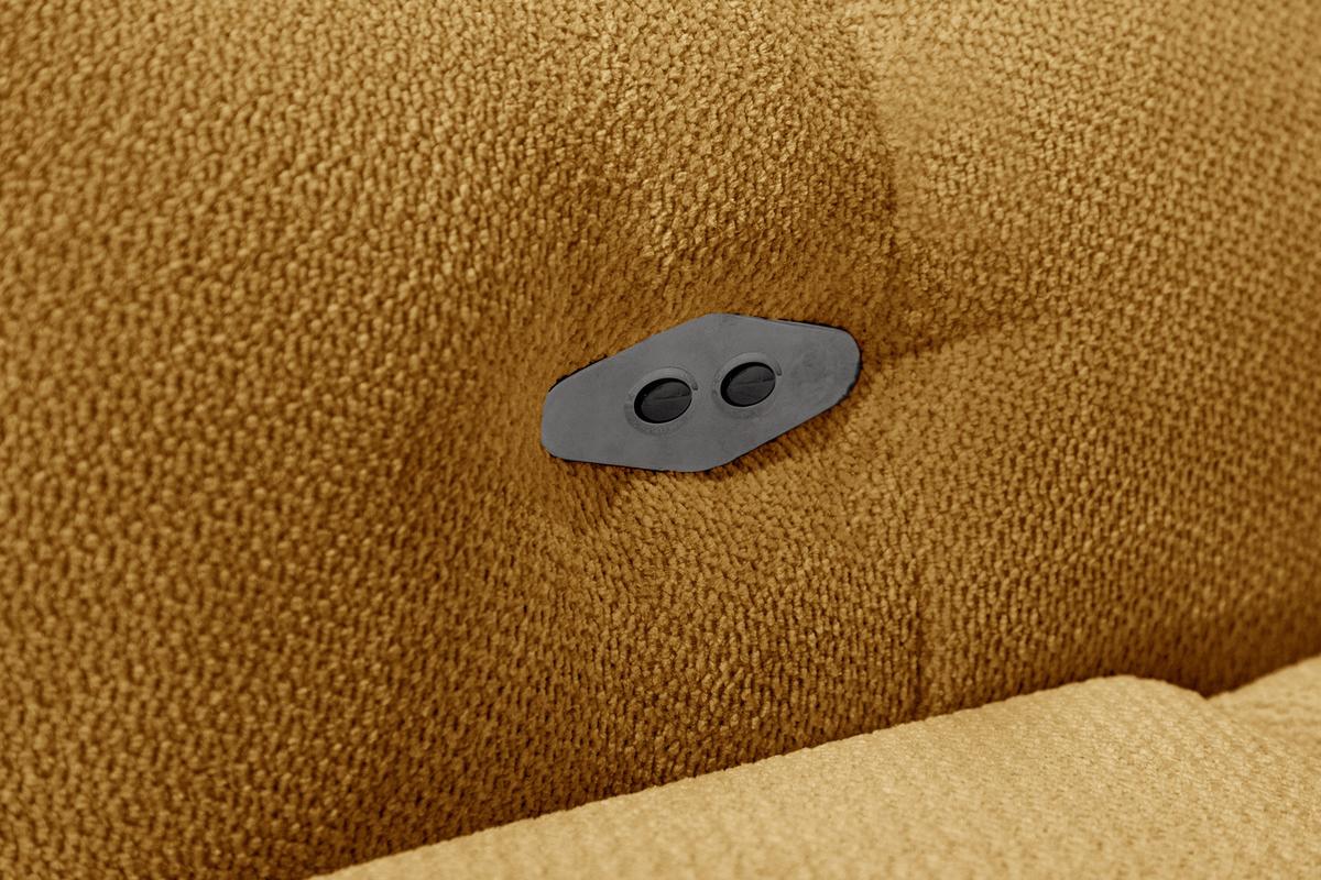ECKSOFA KIMI 3-Sitzer, ausziehbarer Sitz, verstellbare Kopfstützen, senfgelb - Gelb/Schwarz, Holzwerkstoff/Textil (270/160cm) - Wozimo