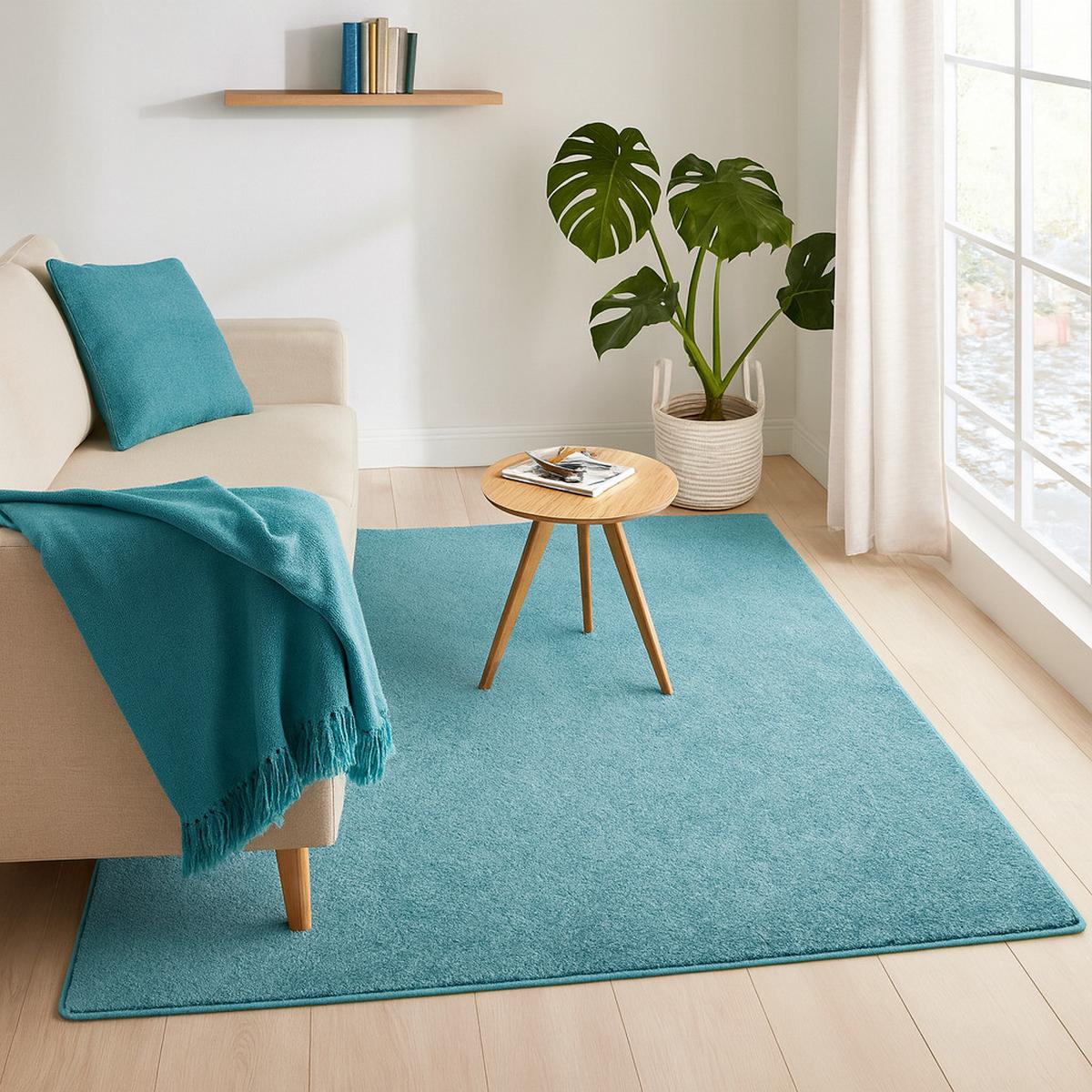 HOCHFLOR VELOURS TEPPICH MONA - Petrol, Textil (80/200cm) - Snapstyle