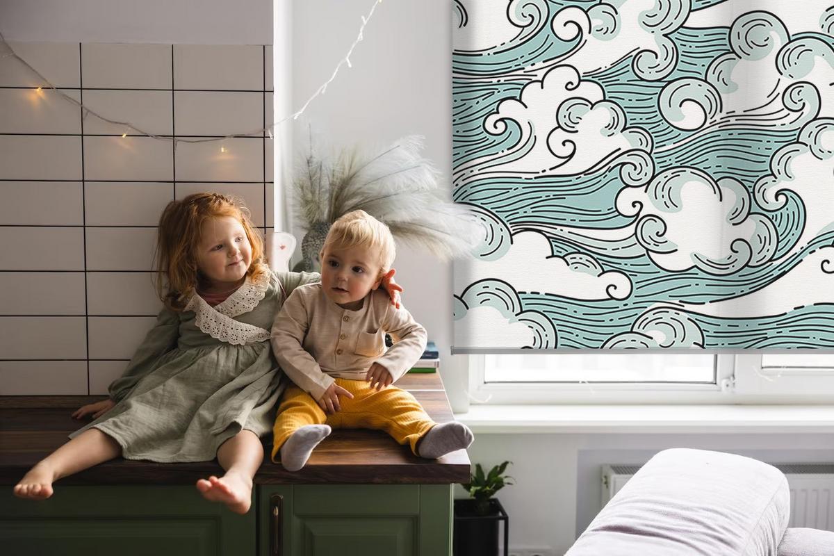 INNENROLLO - Fensterrollo - Rollo - 90x180 cm - Wolken und Wind - Weiß, Kunststoff (90/180/0.5cm) - TULUP