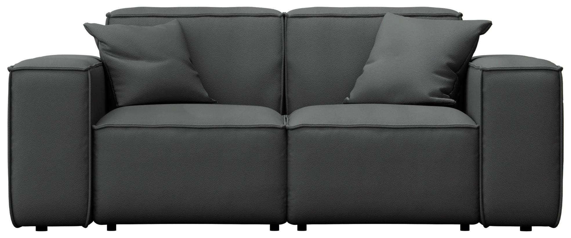 GARTENSOFA Lorento Outdoor 2-Sitzer, Dunkelgrau Kunstleder 186/73/92 cm - Dunkelgrau, Textil (186/73/92cm) - WFL GROUP