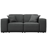 GARTENSOFA Lorento Outdoor 2-Sitzer, Dunkelgrau Kunstleder 186/73/92 cm - Dunkelgrau, Textil (186/73/92cm) - WFL GROUP