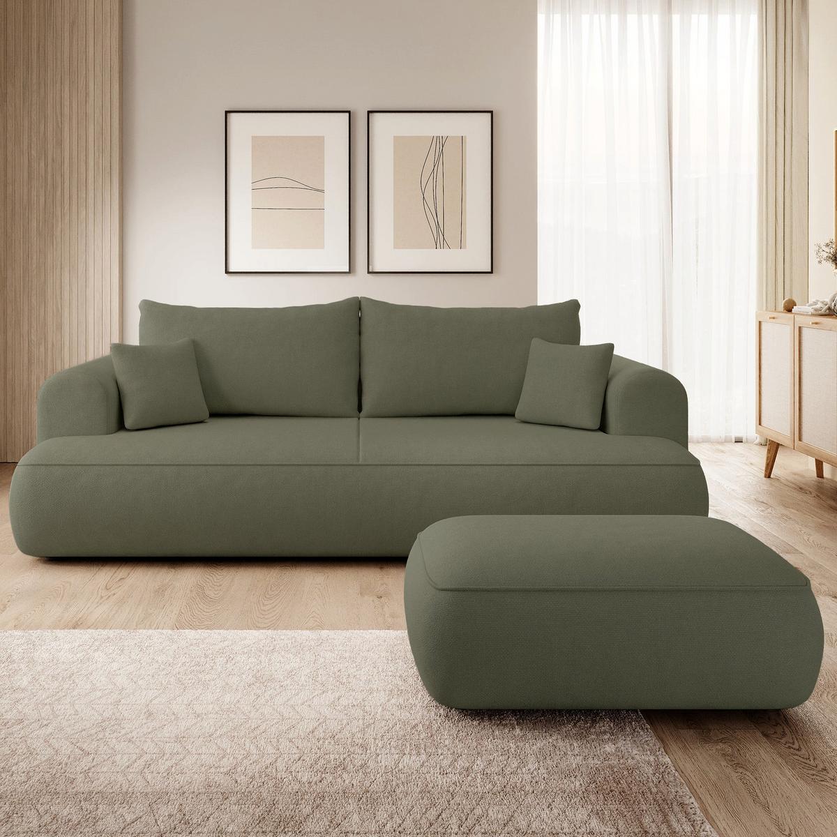 POUF Ovo 1-Sitzer 100 cm - Schwarz/Olivgrün, Kunststoff/Textil (100/44/68cm) - Selsey