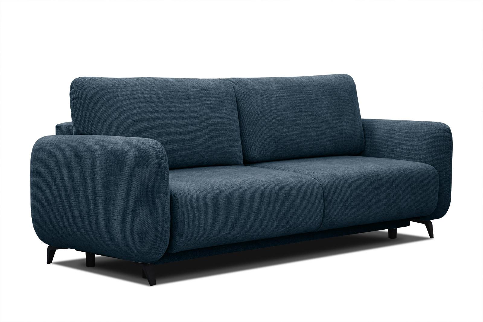 SOFA DRAKE 3-Sitzer mit Schlaffunktion, dunkelblau - Dunkelblau/Braun, Holz/Textil (232/90/107cm) - Wozimo