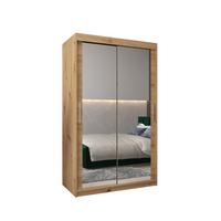 SCHWEBETÜRENSCHRANK 200/120/62 2-türig - Silberfarben/Eiche Artisan, Holz/Kunststoff (120/200/62cm) - MÖBEL KRYSPOL