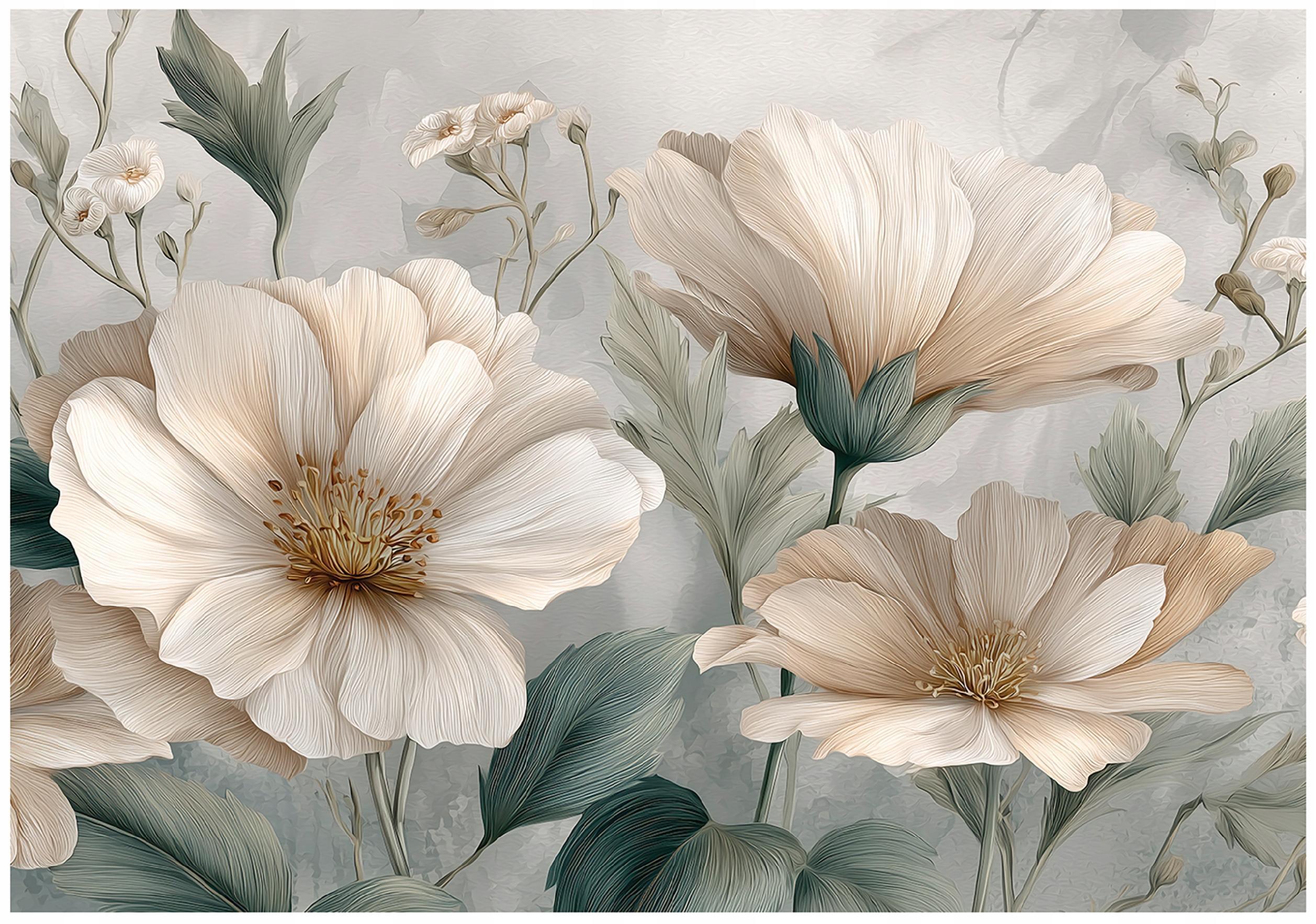 FOTOTAPETE Blumen Beton Grün 350x250 cm - Multicolor, Papier (350/250cm) - Wallarena