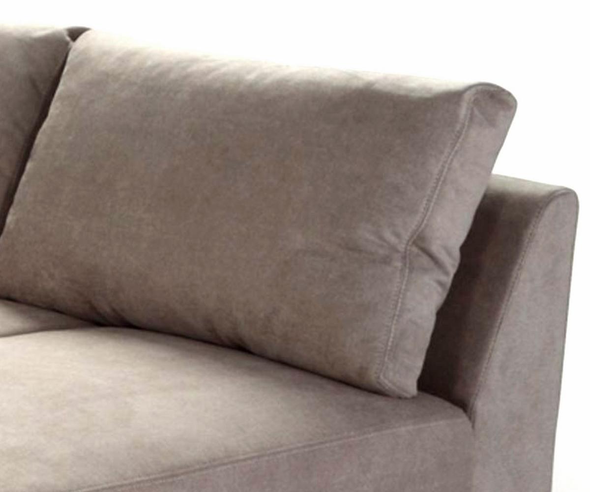 ECKSOFA-DAUERSCHLÄFER Boxspring Federkern Topper Bettkasten, seitenverkehrt montierbar B260/T181/H88 cm, Mikrofaser in Hellbraun / 15108 - Hellbraun/Chromfarben, Textil/Metall (260/181cm) - luma-home