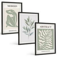 BILDER SET 3er Set - 40x60 cm Schwarzer Rahmen - Matisse Aquarell Boho-Design - Schwarz, Kunststoff (40/60cm) - TULUP