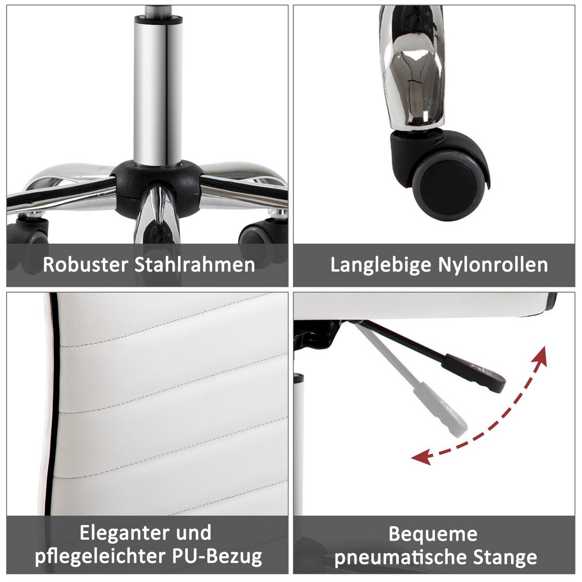 FRISEURSTUHL, Drehstuhl, Stahl PU, Weiß - Weiß, Metall (48/90/52cm) - HOMCOM