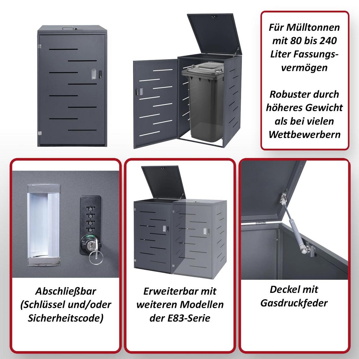 MÜLLTONNENVERKLEIDUNG Silber - Silberfarben, Metall (66/116/80cm) - MCW