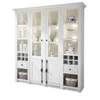 BUFFETSCHRANK weiß Pinie Landhaus, Vitrinenschrank mit Weinregal 194 x 207 cm - Anthrazit/Weiß, Holzwerkstoff/Metall (194/207/45cm) - Furn.Design