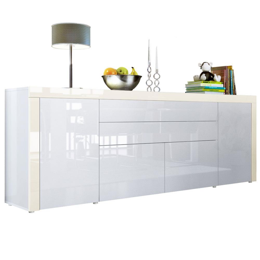 SIDEBOARD La Paz Weiß Hochglanz / Creme Hochglanz - Weiß Hochglanz/Creme, Holzwerkstoff (200/72/35cm) - Vladon