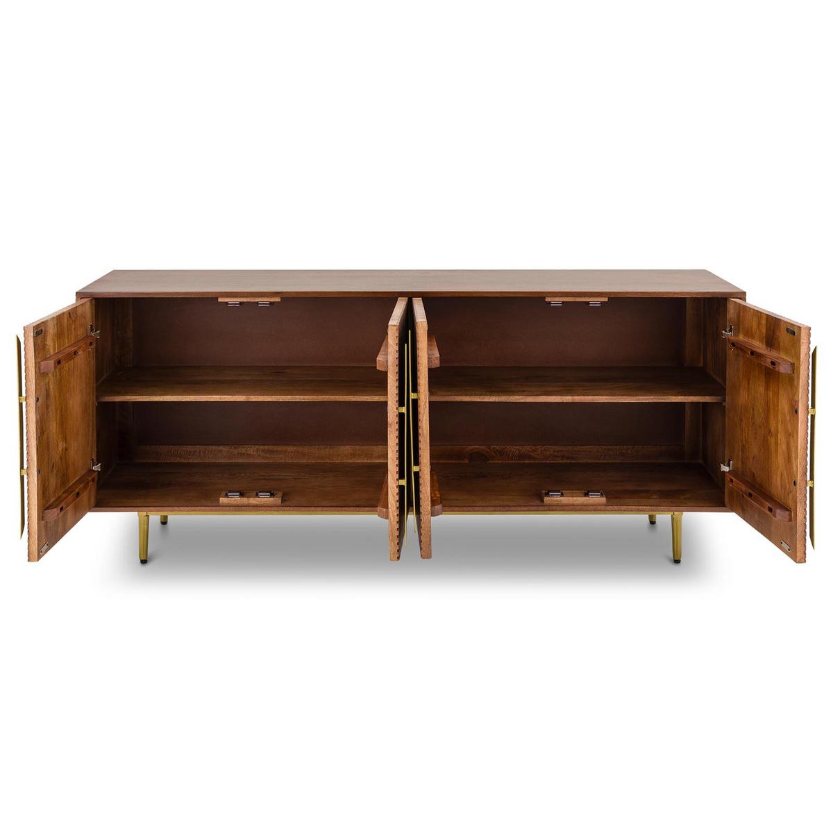 SIDEBOARD TAGULA braun, gold - Braun, Holz (180/75/45cm) - IDIMEX