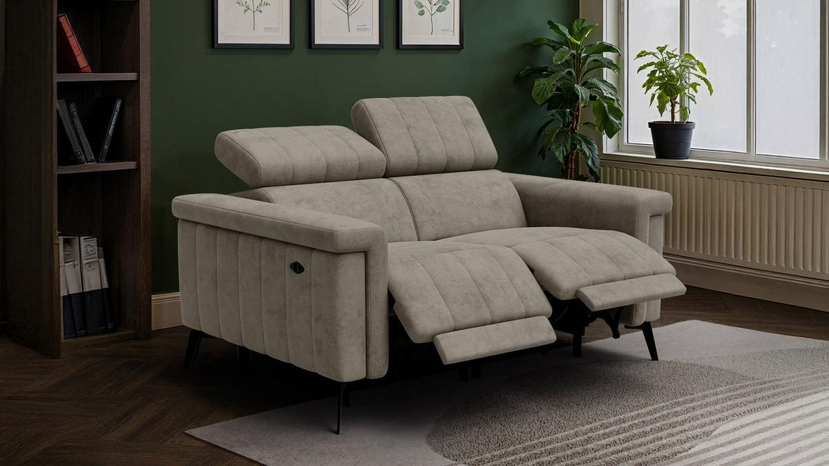 RELAXSOFA NORDEL 2-Sitzer, dunkles beige - Beige/Schwarz, Holz/Textil (150/80/105cm) - Wozimo