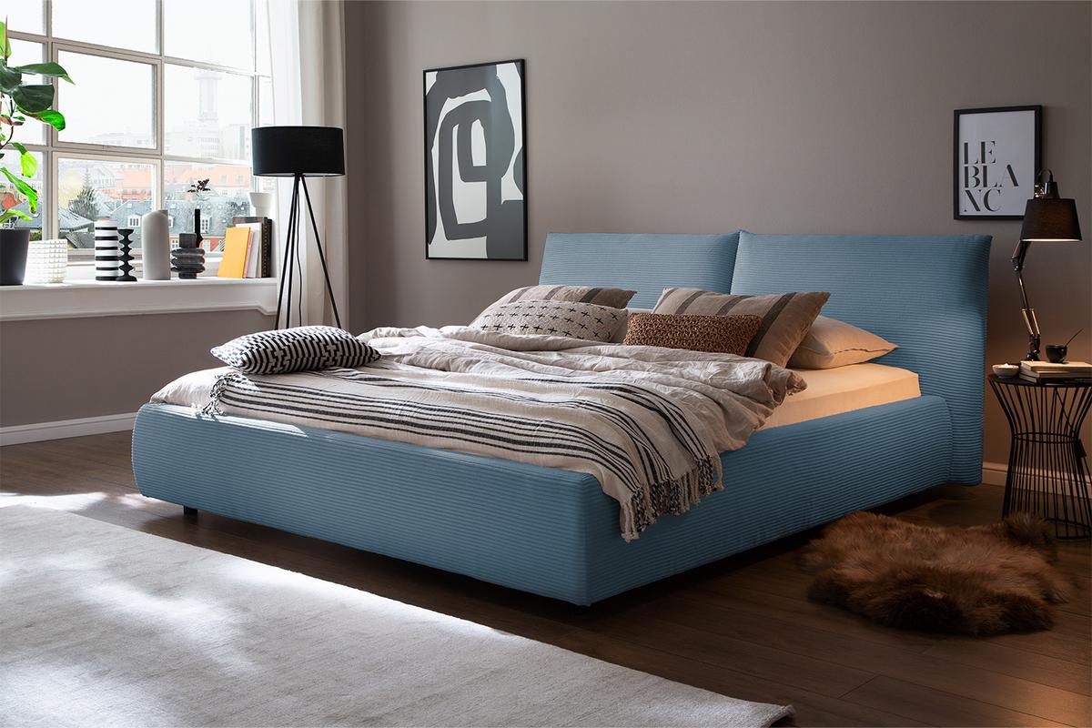 POLSTERBETT HENRY Hellblau Cord - Hellblau, Textil (200/200cm) - KAWOLA