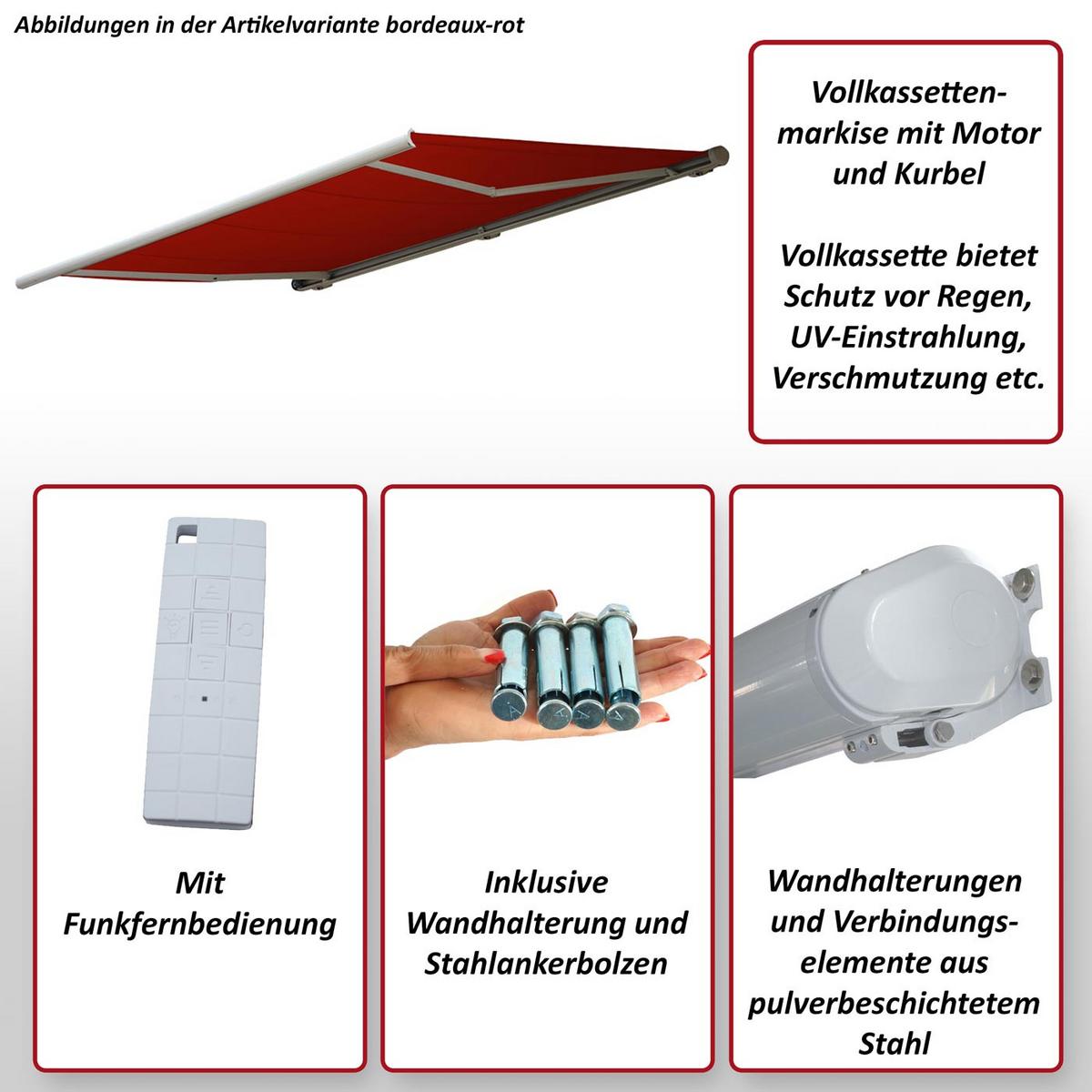 ELEKTRISCHE KASSETTENMARKISE Cremeweiß - Weiß, Textil (450/23/300cm) - MCW