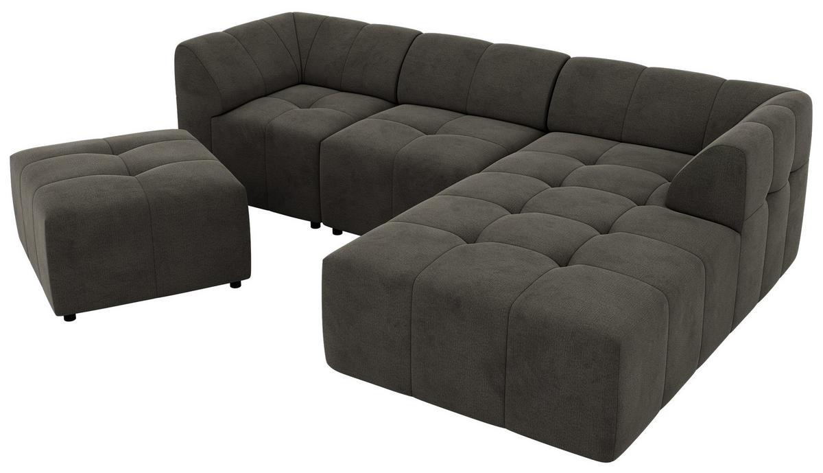 ECKSOFA VORITA L 4M - Dunkelgrau Velvet - Rechts Seite - Dunkelgrau/Schwarz, Kunststoff/Textil (176/267cm) - MKS