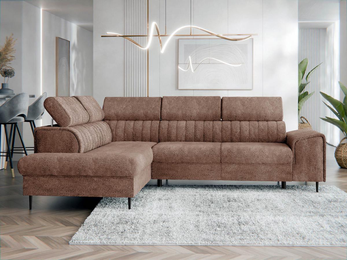 ECKSOFA Kadurin, Seite: Links - Schwarz/Braun, Holz/Kunststoff (276/206cm) - MIRJAN24
