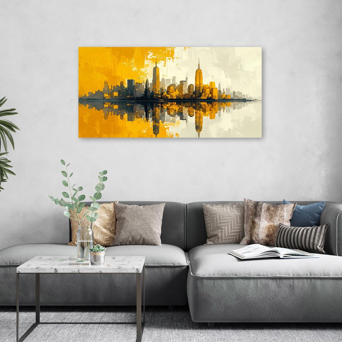 LEINWANDBILD Städte & Architektur 100x50cm - Gelb, Textil (100/50cm) - Feeby