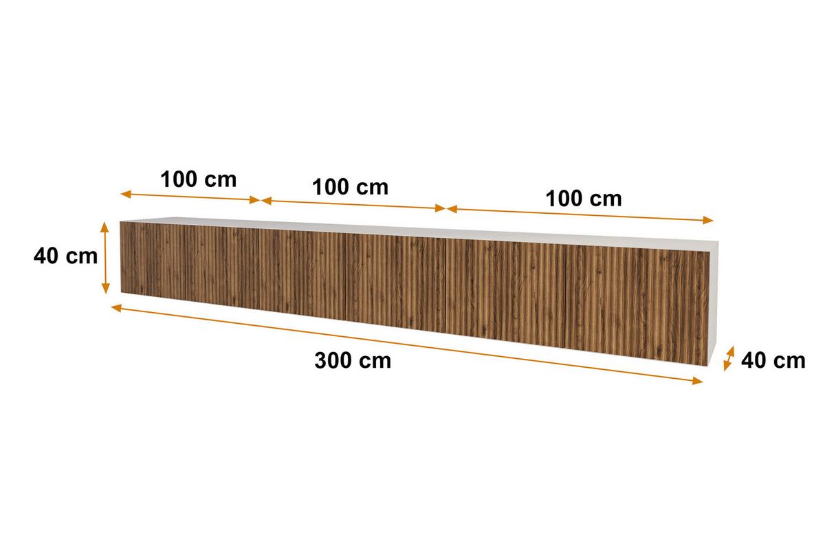 LOWBOARD NOA-2-W 3x100x40x40 cm - Weiß / Katania - Eiche Wotan, Holzwerkstoff (300/40/40cm) - ALTDECOR