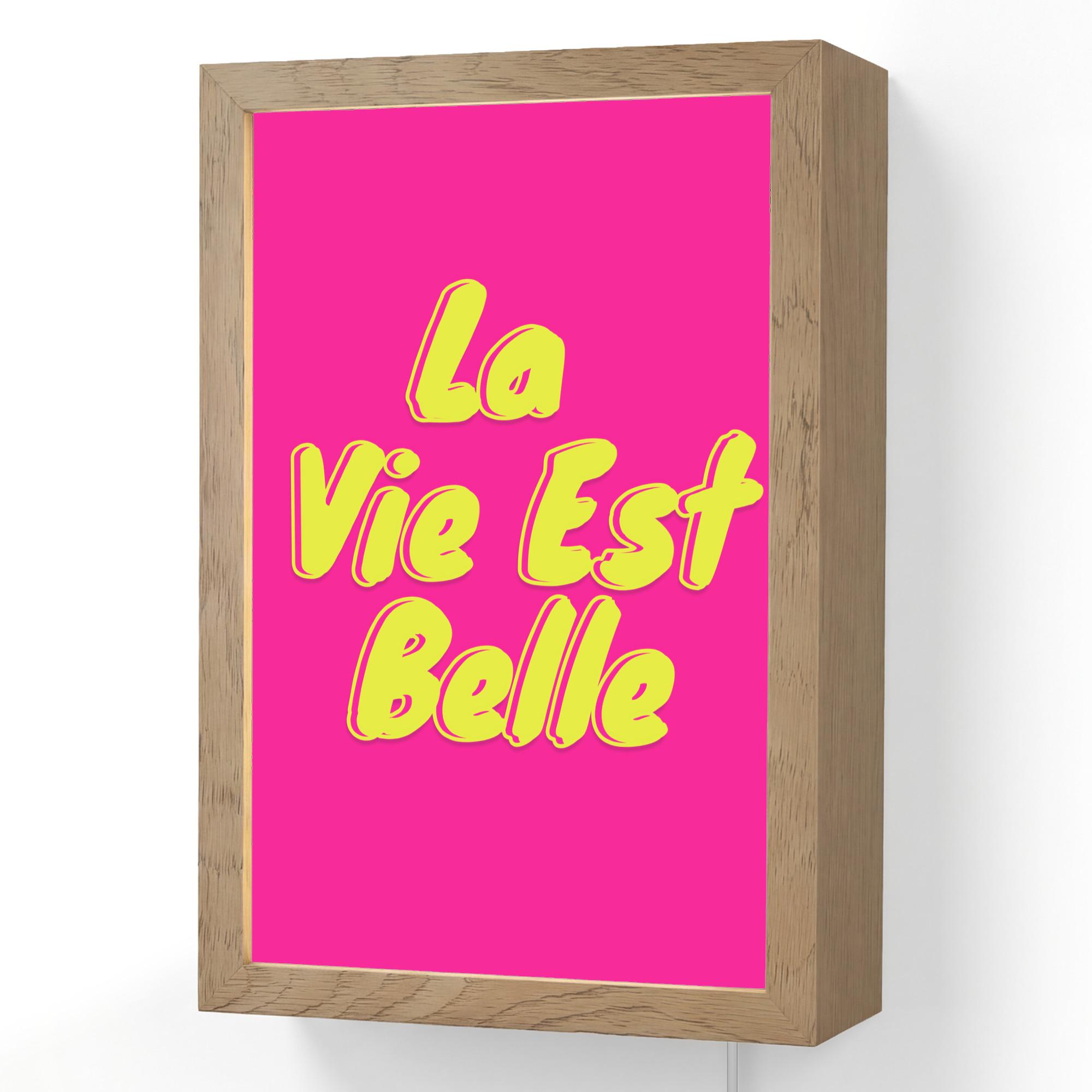 WANDLEUCHTE Zitat - Retro - Rosa 20x30 cm - Pink, Holzwerkstoff (20/30/8cm) - OnlyWow