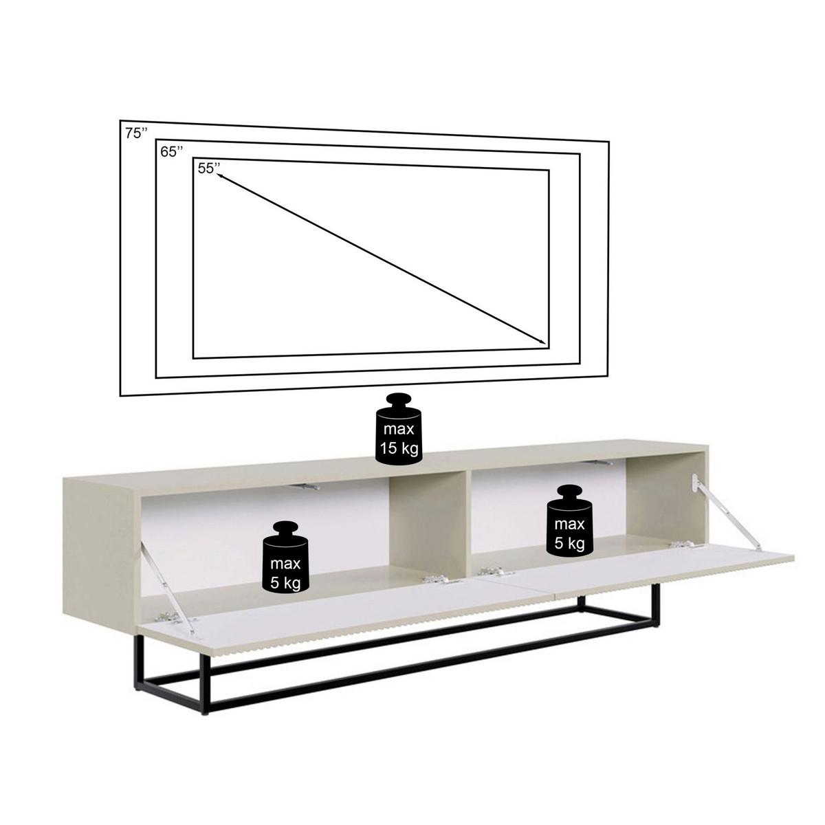 TV-SCHRANK Veldio Schwarz mit schwarzen Beinen 175 cm - Schwarz, Holzwerkstoff/Metall (175/46.5/31.6cm) - Selsey