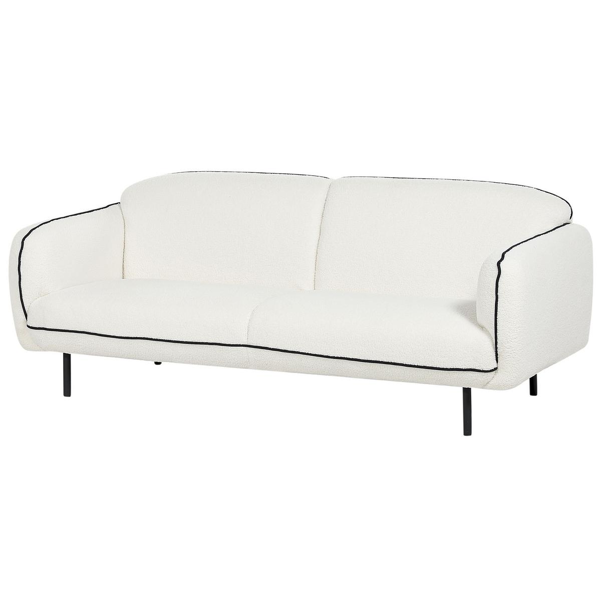 3-SITZER-SOFA Bouclé weiß/schwarz Tonsberg - Schwarz/Weiß, Textil (198/78/85cm) - Beliani