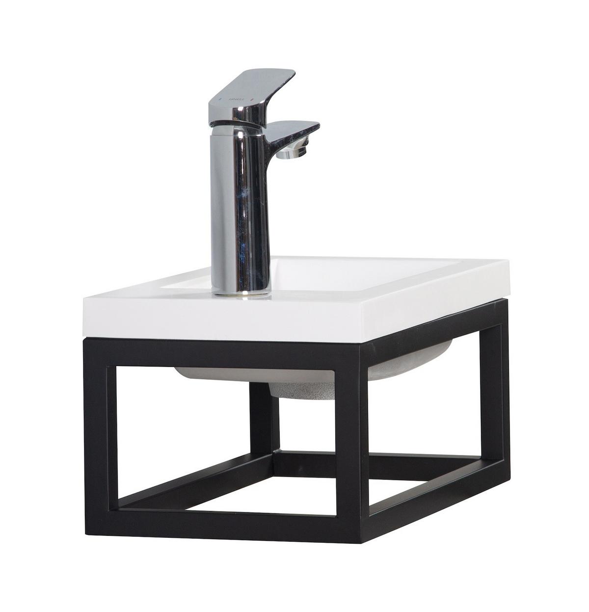 GÄSTE-WC Möbel Mesa 40 x 22 cm – Mattweiß mit schwarzem Metallgestell - Weiß, Holz (40/52/22cm) - Badplaats