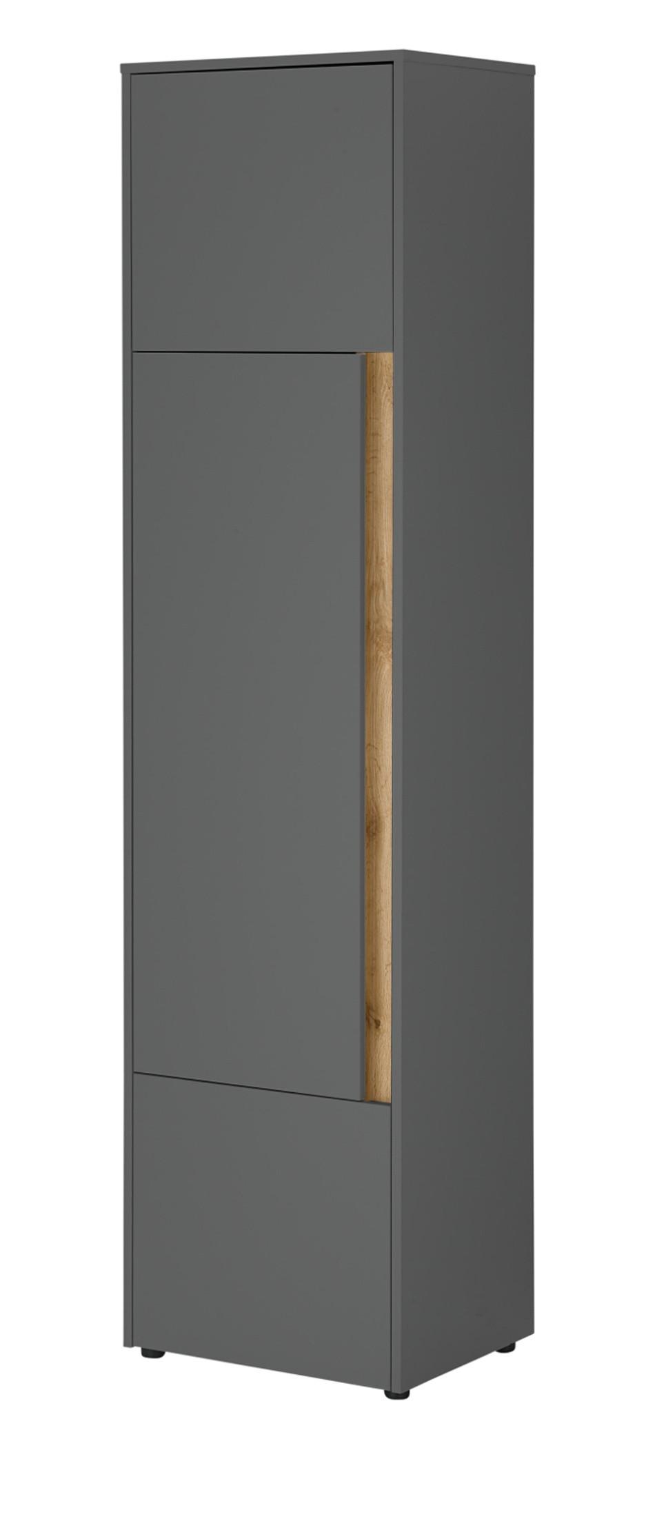 AKTENSCHRANK Grau, Eiche Wotan 50 x 200 cm, Büroschrank mit viel Stauraum und 5 OH - Eiche Wotan/Schwarz, Holzwerkstoff/Kunststoff (50/200/40cm) - Furn.Design