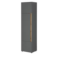 AKTENSCHRANK Grau, Eiche Wotan 50 x 200 cm, Büroschrank mit viel Stauraum und 5 OH - Eiche Wotan/Schwarz, Holzwerkstoff/Kunststoff (50/200/40cm) - Furn.Design