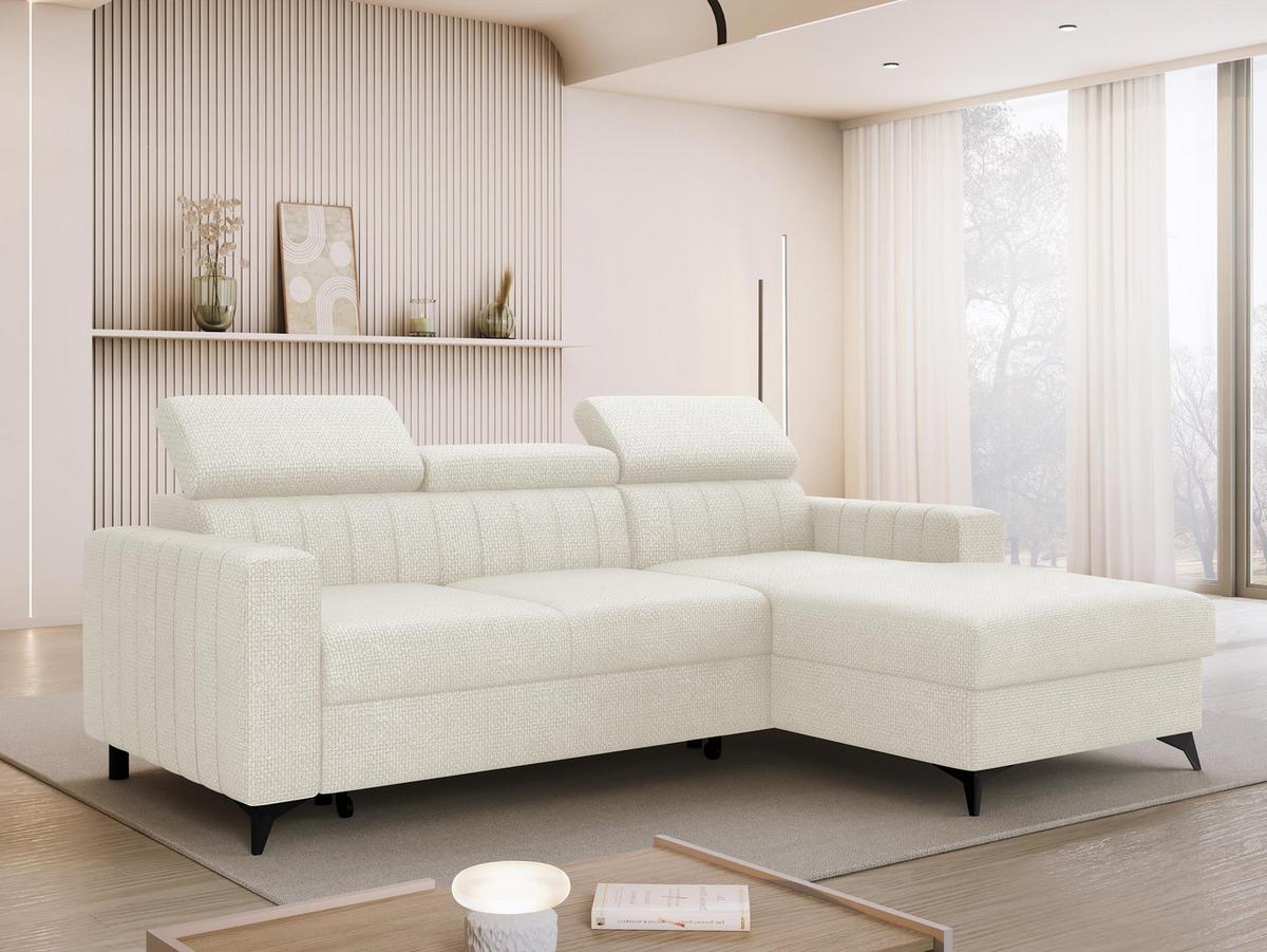 ECKSOFA Milano, Seite: Rechts 2R+LC - Creme/Schwarz, Holz/Textil (236/172cm) - MIRJAN24