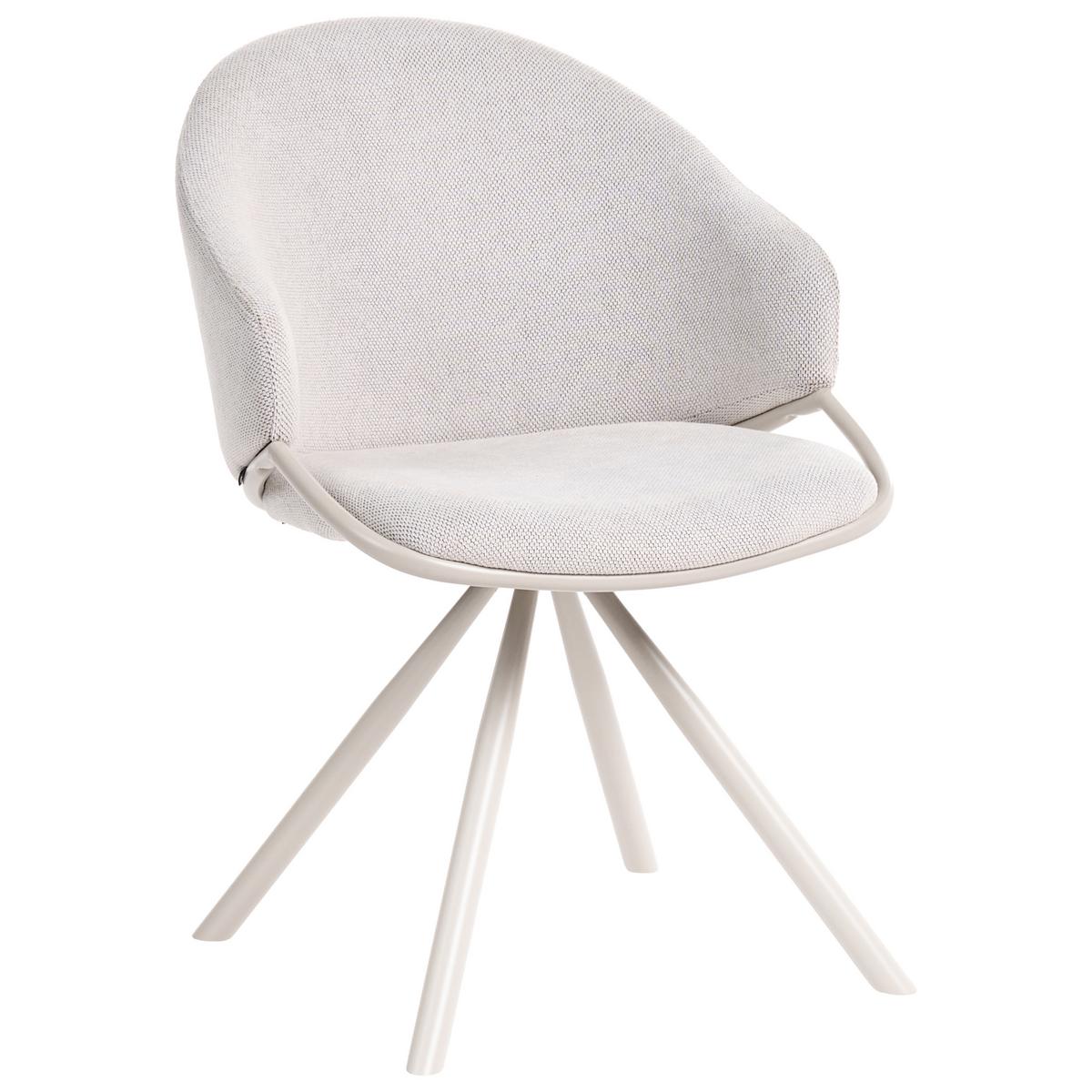 ESSZIMMERSTUHL 2er Set Stoff Cremeweiß Mystic - Beige/Weiß, Textil (58/83/62cm) - Beliani