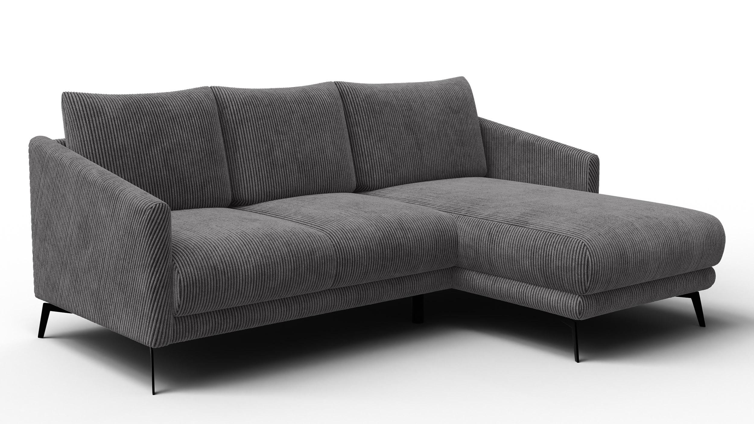 ECKSOFA VILT 3-Sitzer, dunkelgrau - Dunkelgrau/Schwarz, Holzwerkstoff/Textil (221/156cm) - Wozimo