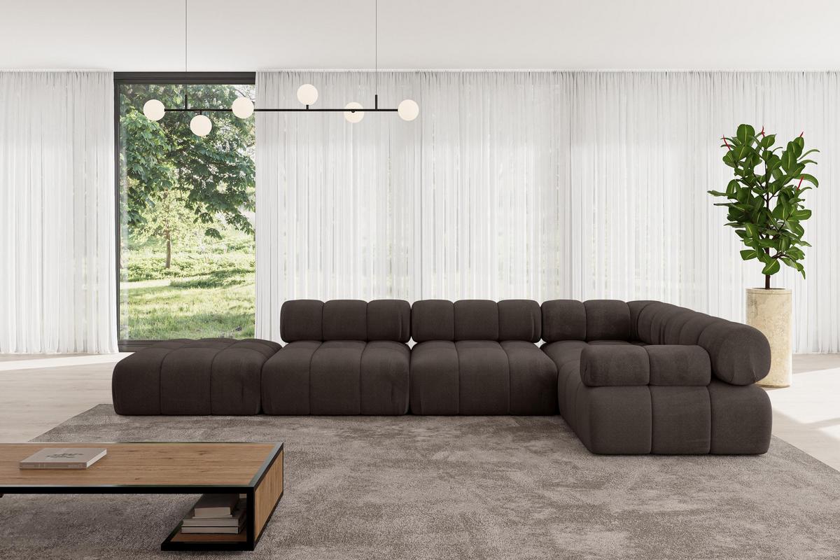 ECKSOFA modulares Sofa Felto-L2 - 380x190x70 cm Braun Velours - Braun, Holzwerkstoff/Textil (380/190cm) - ALTDECOR
