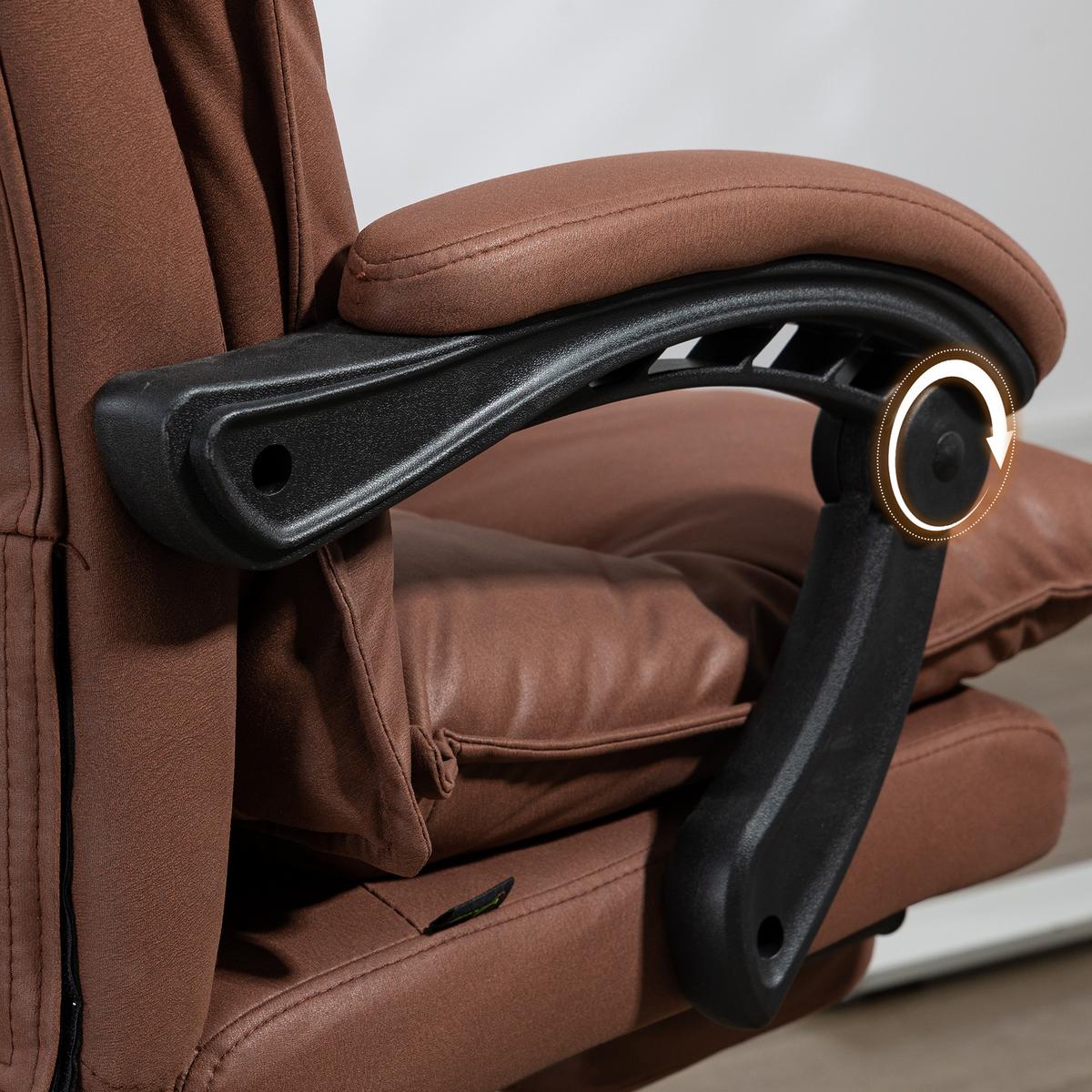 MASSAGE-BÜROSTUHL, Mikrofaser, Braun - Braun, Kunststoff (74/121.5/66cm) - Vinsetto