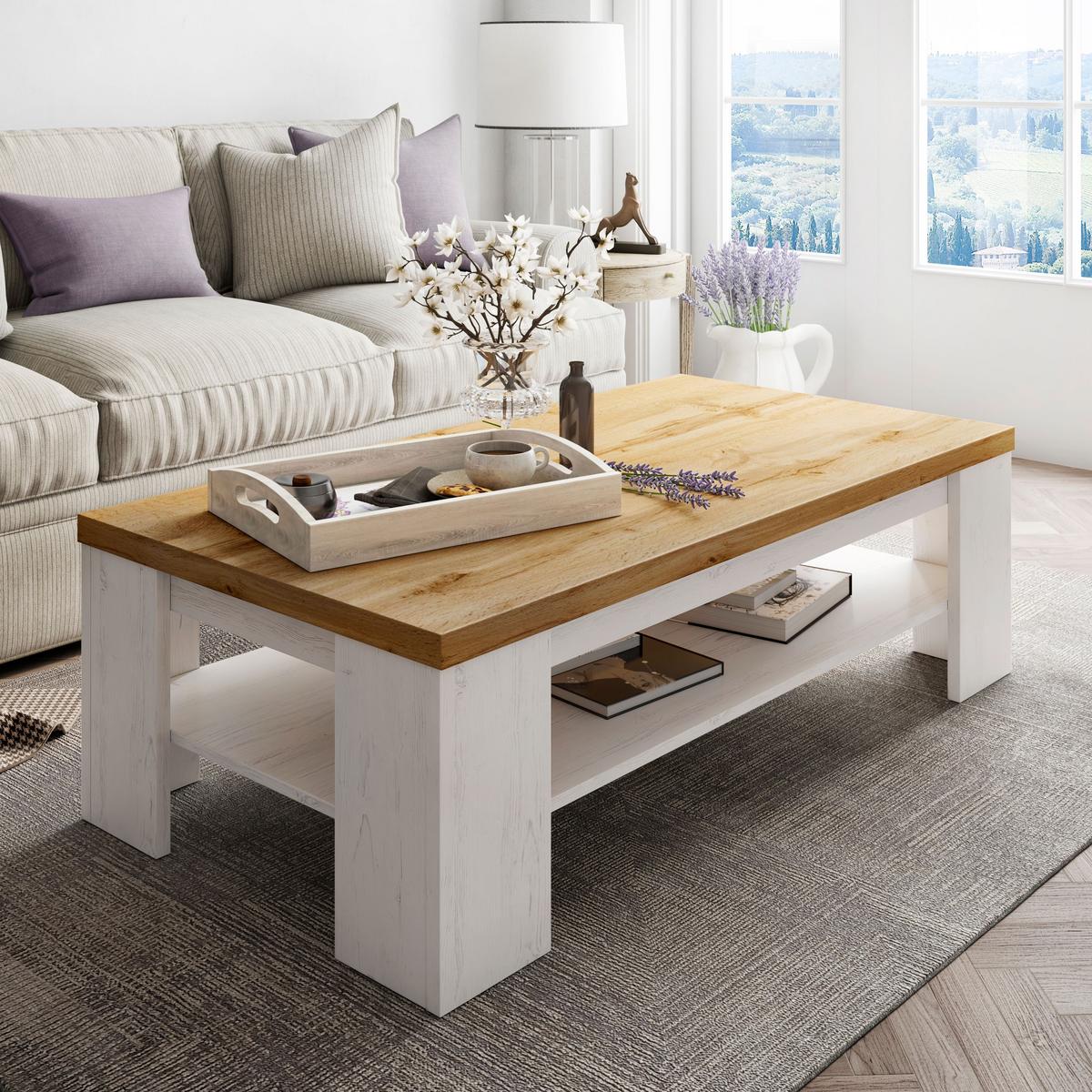 COUCHTISCH VINCI Kaffeetisch Andersen Kiefer / Wotan Eiche - Eichefarben, Holzwerkstoff (67/130/41cm) - Lookway