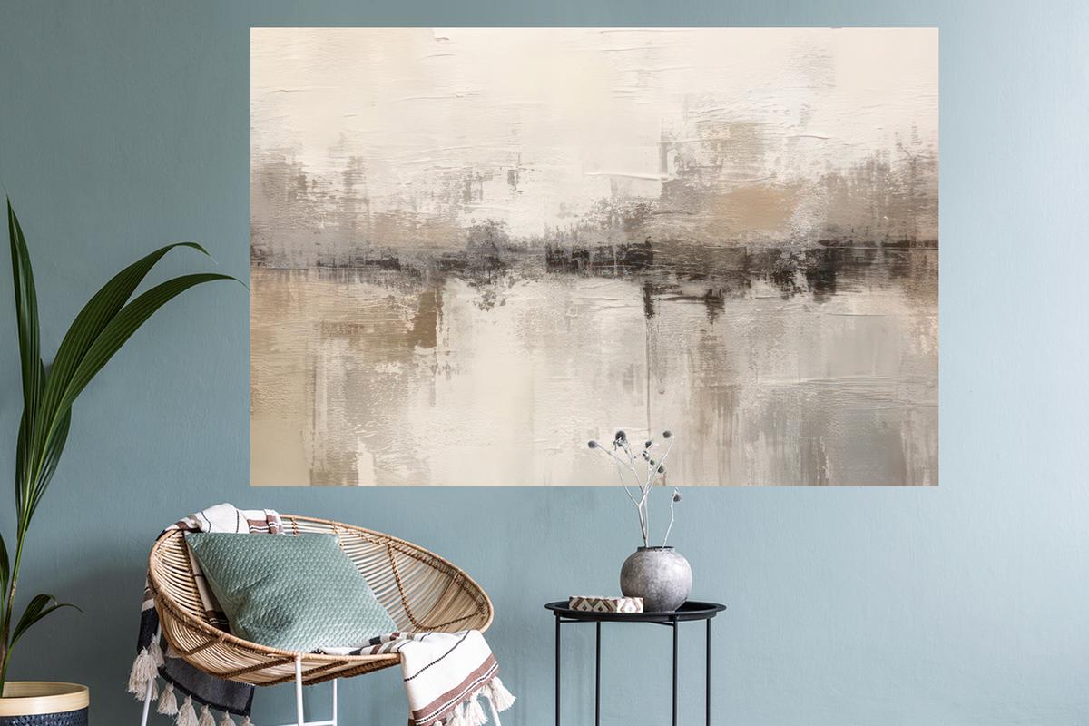WANDTATTOO Moderne Kunst - Abstrakt - Beige Wandsticker 120x80 cm - Beige, Kunststoff (120/80/0.1cm) - MuchoWow