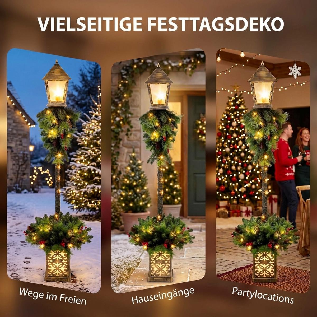 WEIHNACHTSLATERNE PVC Metall Kunststoff Grün - Grün, Kunststoff (43/43/150cm) - Outsunny