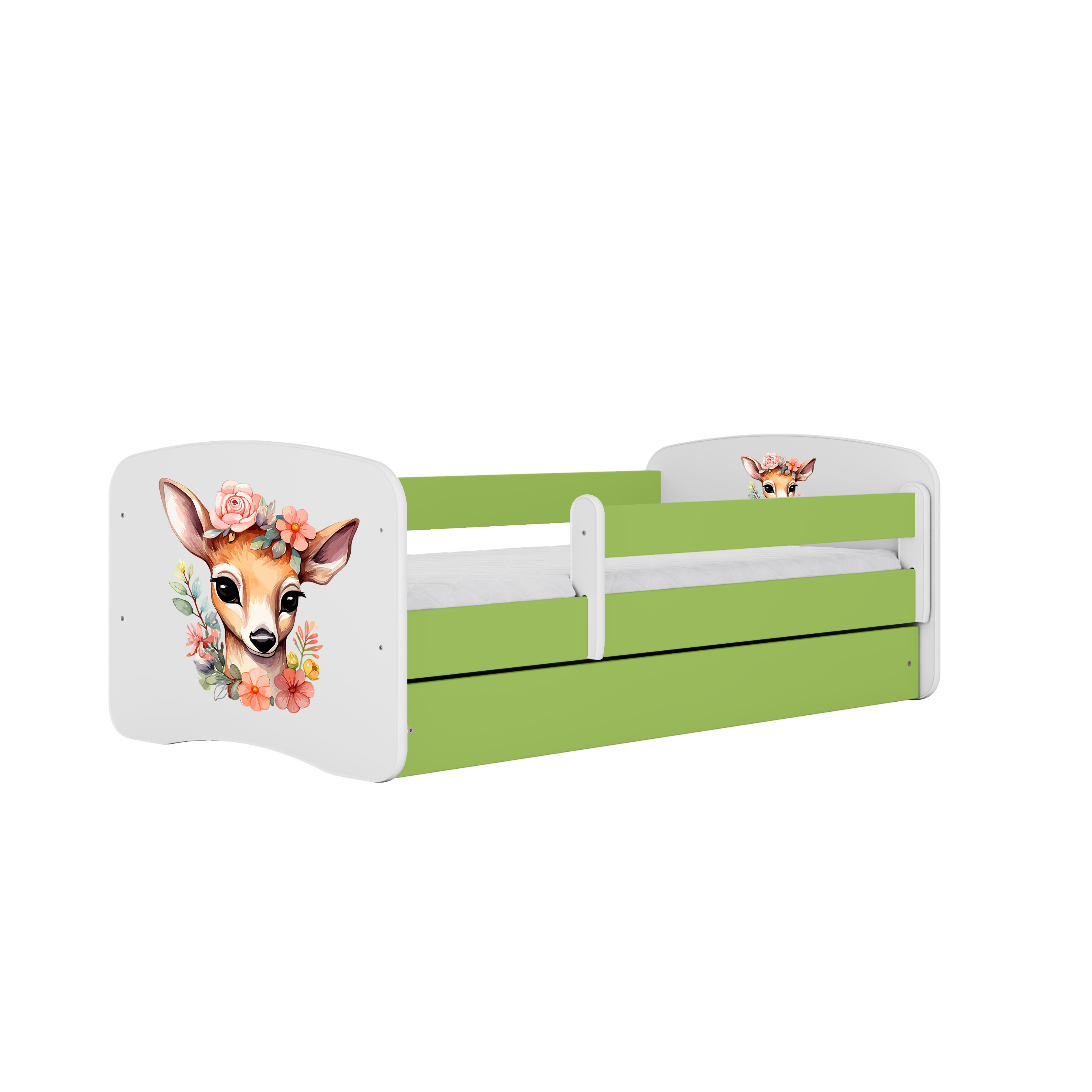 KINDERBETT Bambi mit Schublade 140/70 80/61/144 - Grün, Holzwerkstoff (70/140cm) - RAUMHIRSCH FURNITURE