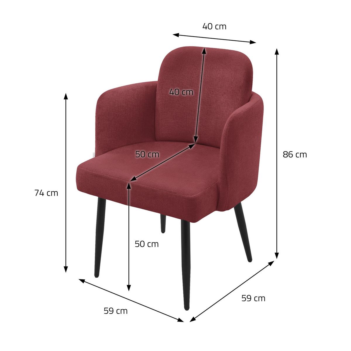 ESSZIMMERSTÜHLE 2er Set Rot mit Stoffbezug Rattan Optik - Rot/Schwarz, Textil/Metall (59/86/59cm) - ML-DESIGN