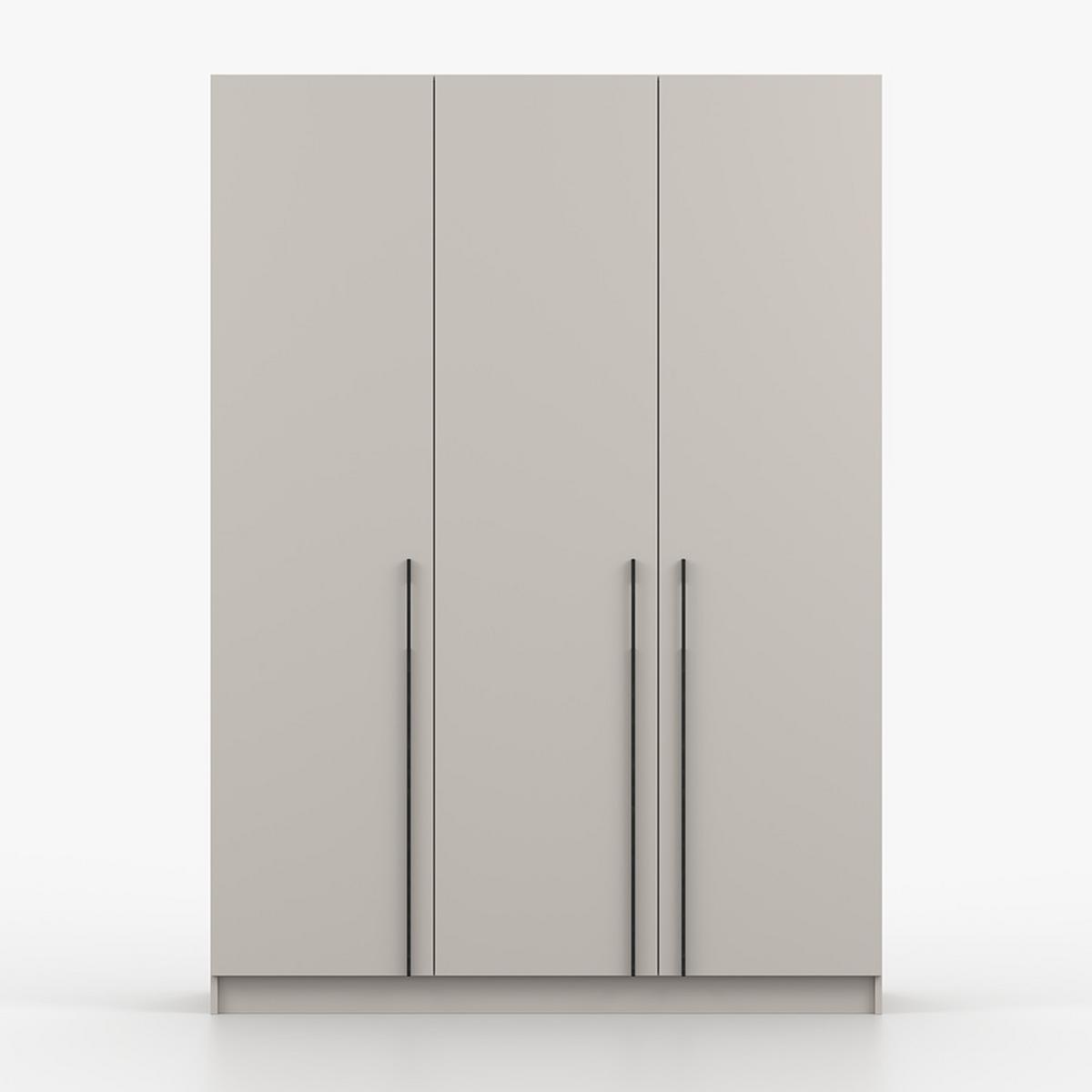 DREHTÜRENSCHRANK ROSA 3D 150/210/55, 3-türig, Kaschmir - Kaschmir/Schwarz, Holzwerkstoff (150/210/55cm) - imoebel24
