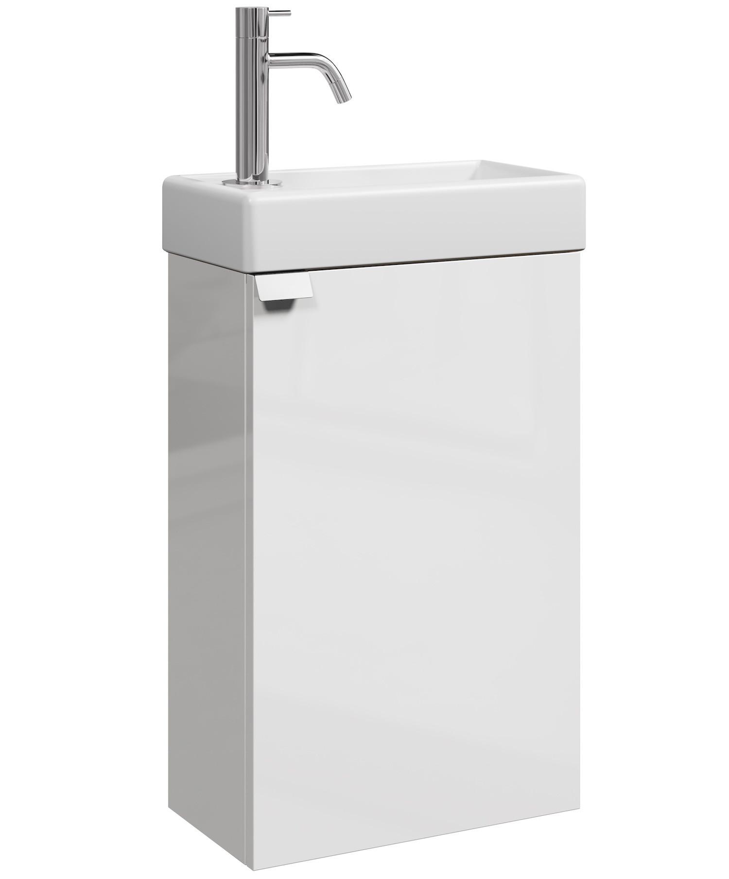 GÄSTE-WC-MÖBELSET Apollo 2 Teile Weiß Hochglanz - 40 x 22 x 68 cm - Weiß, Holz (40/68/22cm) - Badplaats