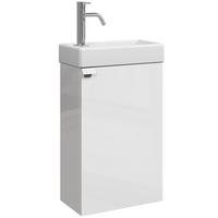 GÄSTE-WC-MÖBELSET Apollo 2 Teile Weiß Hochglanz - 40 x 22 x 68 cm - Weiß, Holz (40/68/22cm) - Badplaats
