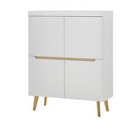 HIGHBOARD weiß matt, Eiche, skandinavisch 107 x 134 cm, Anrichte mit Soft-Close-Funktion - Eichefarben/Weiß, Holz/Holzwerkstoff (107/134/40cm) - Furn.Design