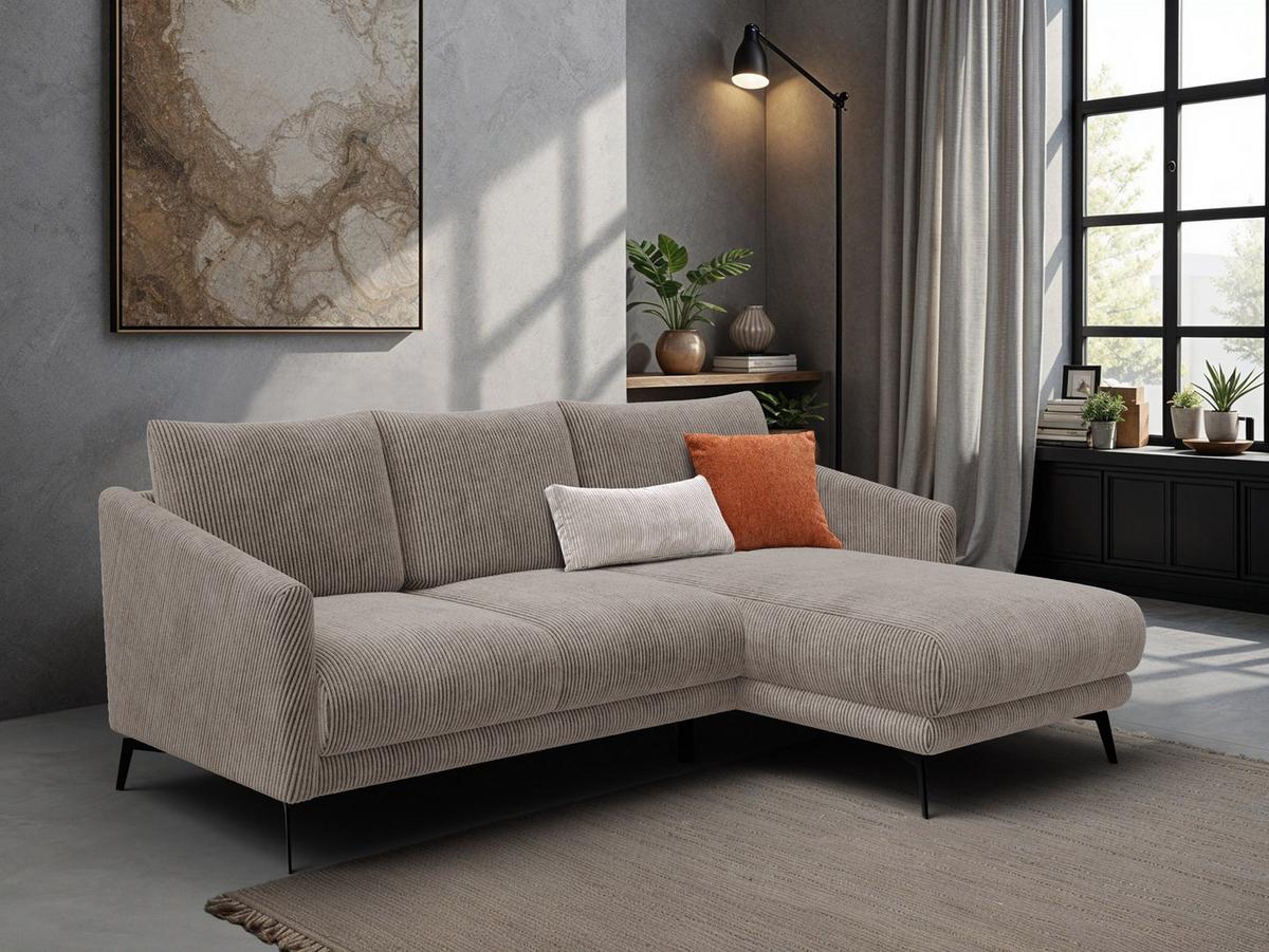 ECKSOFA VILT 3-Sitzer, taupe - Taupe/Schwarz, Holzwerkstoff/Textil (221/156cm) - Wozimo