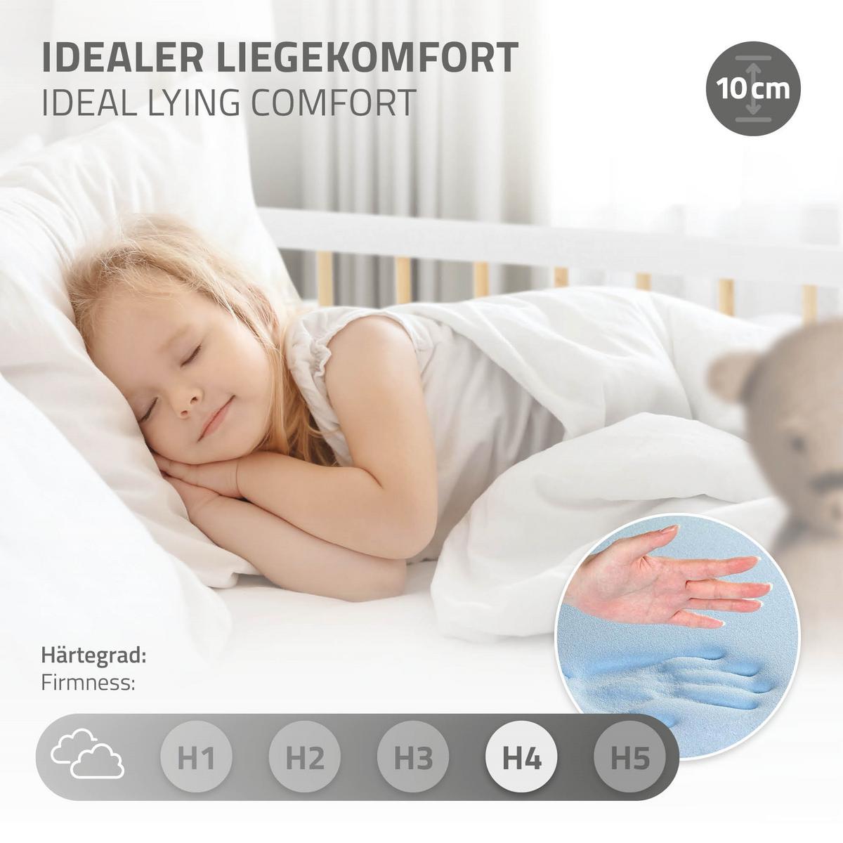KINDERBETT mit Matratze 80x160 cm Weiß/Natur - Multicolor, Holz (80/160cm) - ML-DESIGN