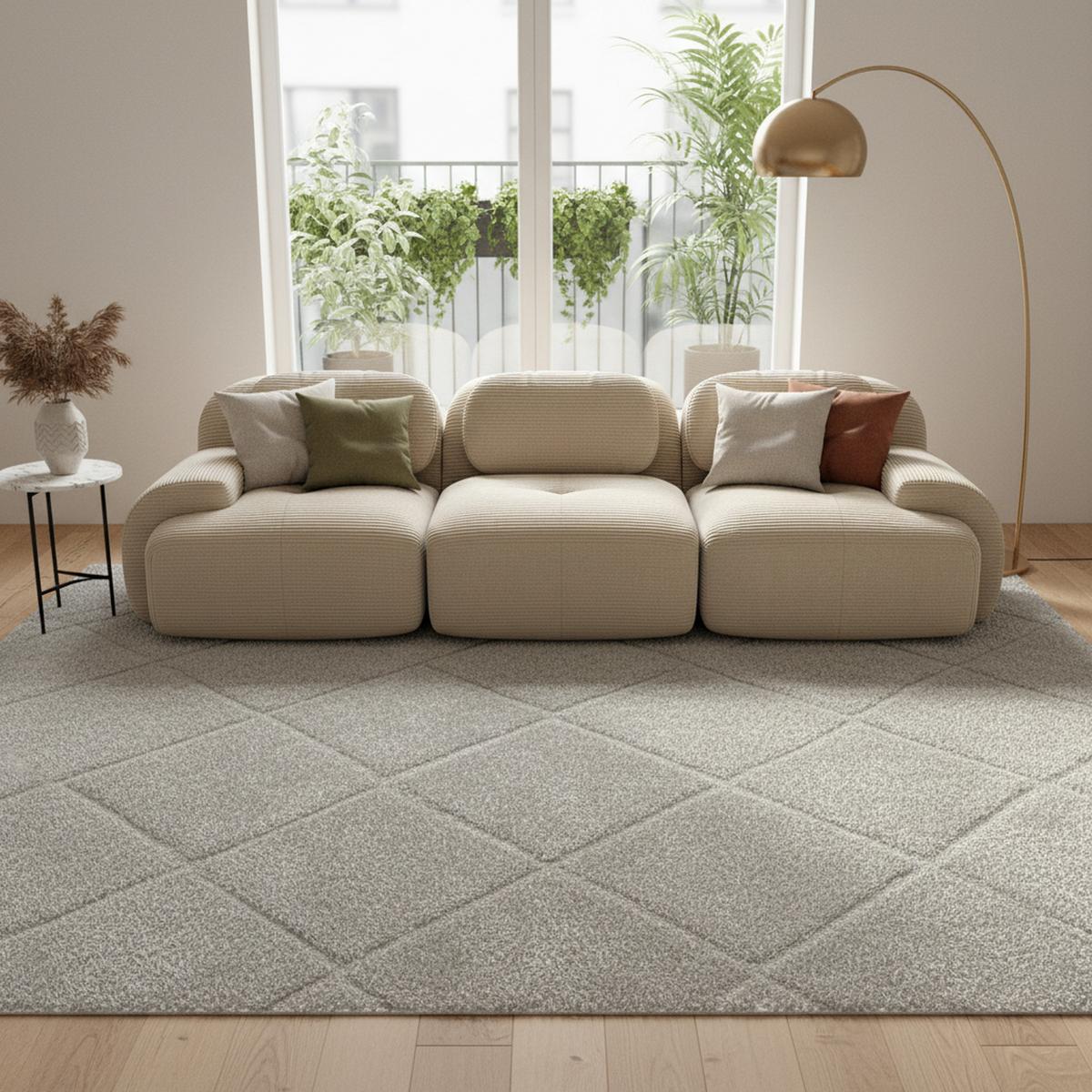 3-SITZER-SOFA in Premium-Cord Montagefrei & Rutschfest - Beige, Textil (298/75/103cm) - Urban Meuble