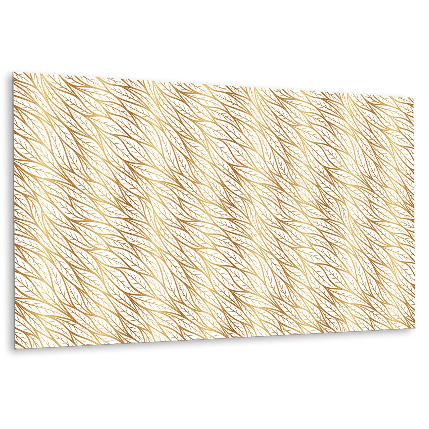 SELBSTKLEBENDES WANDPANEL 100x50 cm - Goldene Blätter - Hellgelb/Goldfarben, Textil (100/1.6/50cm) - TULUP