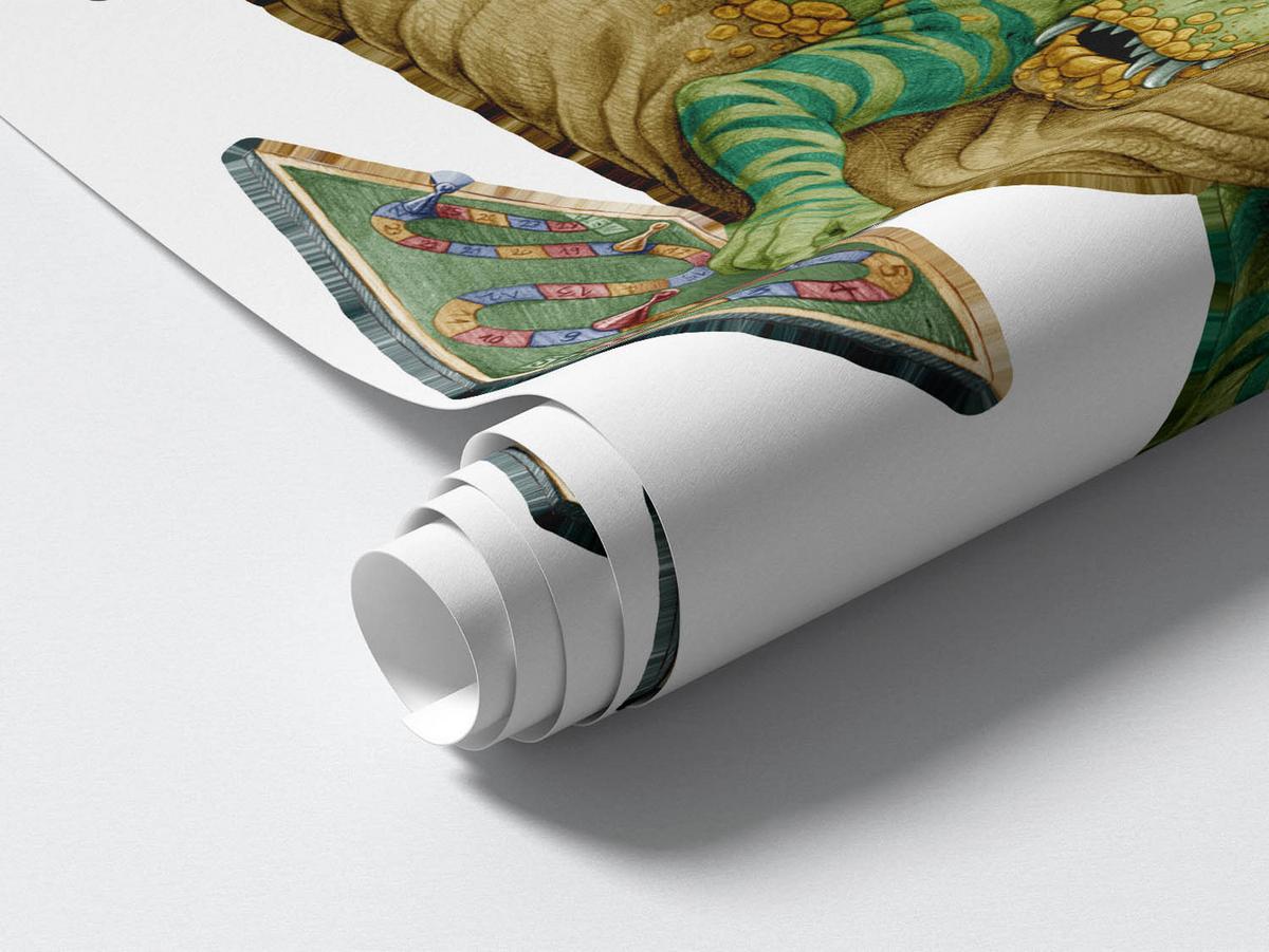 WANDAUFKLEBER 130x165cm - Dino mit einem Brettspiel - Multicolor, Kunststoff (130/165/0.1cm) - Wallfluent